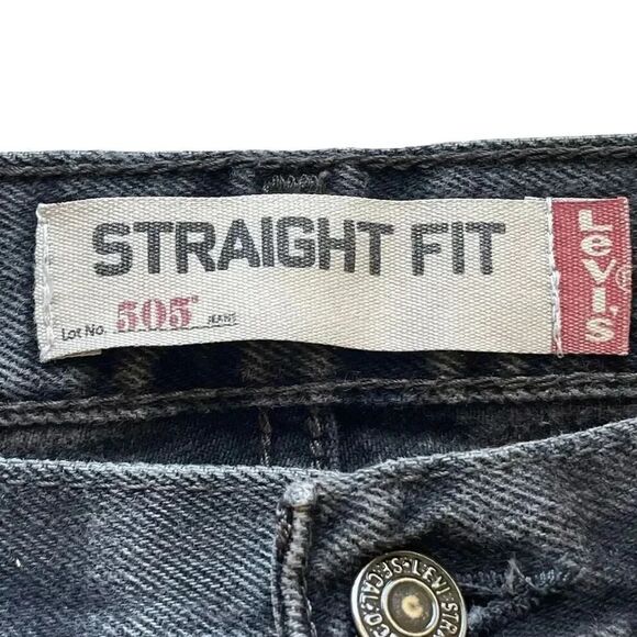 Levi Strauss #505 Black Cotton Straight Fit Men’s Denim Jeans SZ 34 # 1339 - Picture 4 of 13